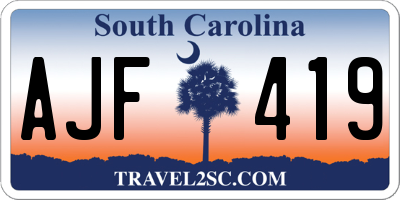 SC license plate AJF419