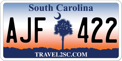 SC license plate AJF422