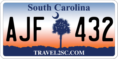SC license plate AJF432