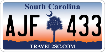 SC license plate AJF433