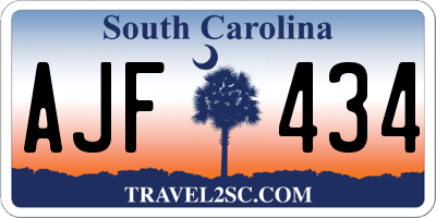 SC license plate AJF434