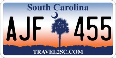 SC license plate AJF455