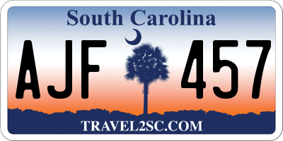 SC license plate AJF457