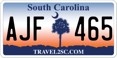 SC license plate AJF465