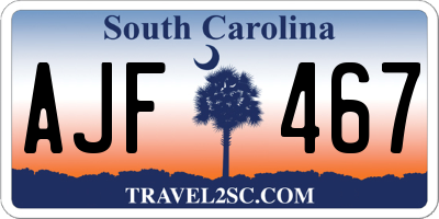 SC license plate AJF467