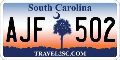 SC license plate AJF502