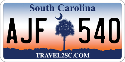 SC license plate AJF540