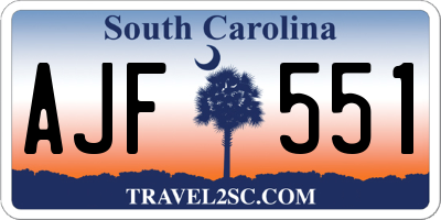 SC license plate AJF551