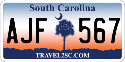 SC license plate AJF567
