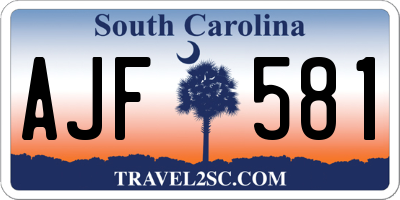 SC license plate AJF581