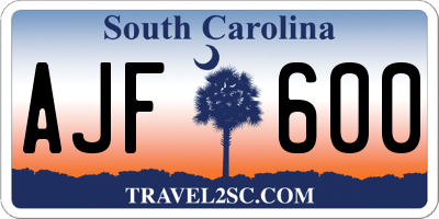 SC license plate AJF600