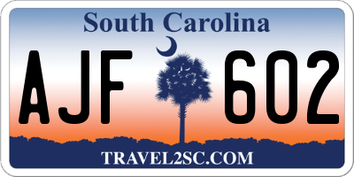 SC license plate AJF602