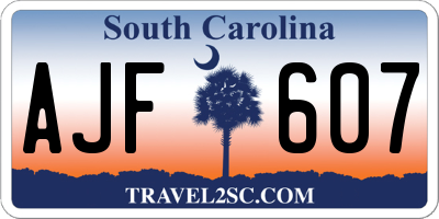 SC license plate AJF607