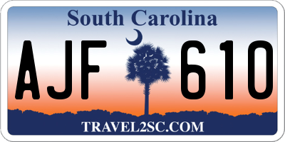 SC license plate AJF610