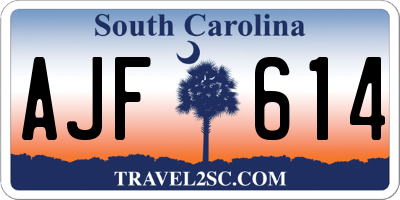 SC license plate AJF614