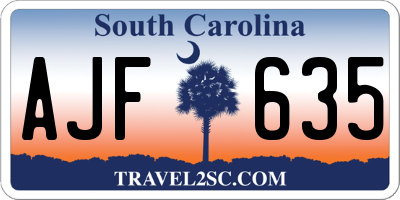 SC license plate AJF635
