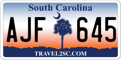 SC license plate AJF645