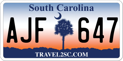 SC license plate AJF647