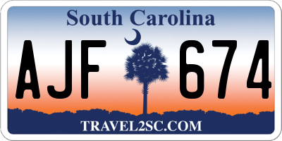 SC license plate AJF674
