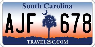 SC license plate AJF678