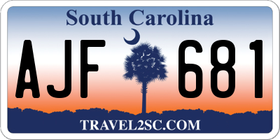 SC license plate AJF681