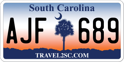 SC license plate AJF689