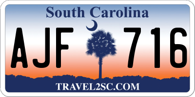 SC license plate AJF716