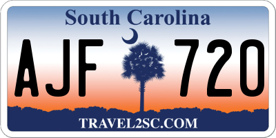 SC license plate AJF720