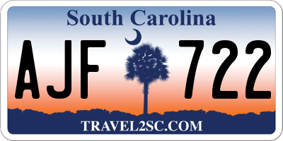 SC license plate AJF722