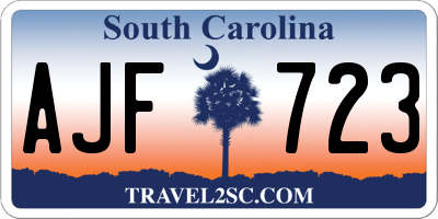 SC license plate AJF723