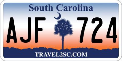 SC license plate AJF724