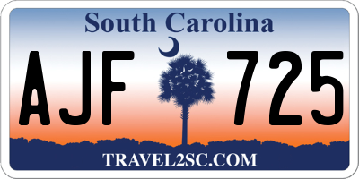 SC license plate AJF725