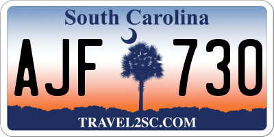 SC license plate AJF730