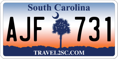SC license plate AJF731