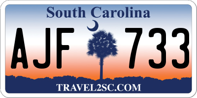 SC license plate AJF733