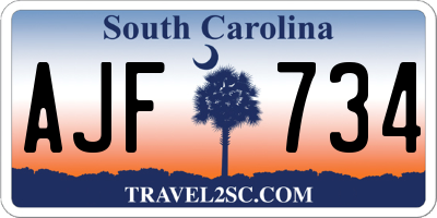 SC license plate AJF734