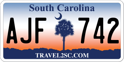 SC license plate AJF742
