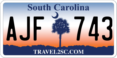 SC license plate AJF743