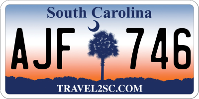 SC license plate AJF746
