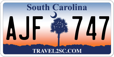 SC license plate AJF747