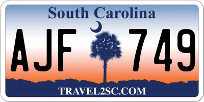 SC license plate AJF749