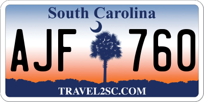 SC license plate AJF760
