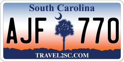 SC license plate AJF770