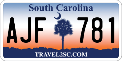 SC license plate AJF781