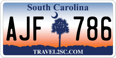 SC license plate AJF786