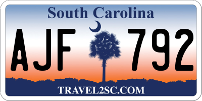 SC license plate AJF792