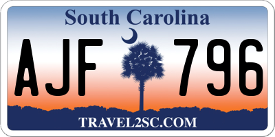 SC license plate AJF796