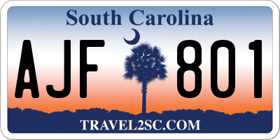 SC license plate AJF801