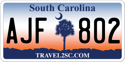 SC license plate AJF802