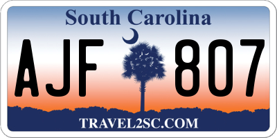 SC license plate AJF807